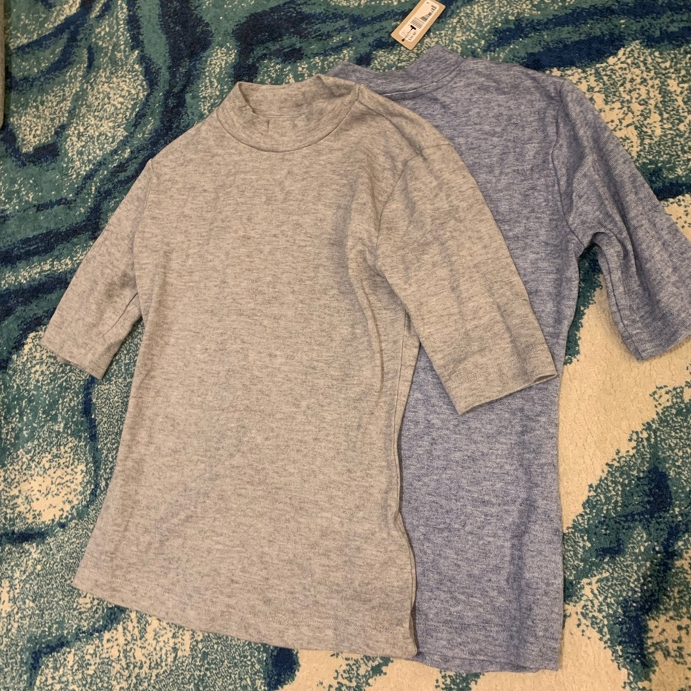 Mock Neck Tee Shirt from RW&Co - grey and blue set of 2 - NWT